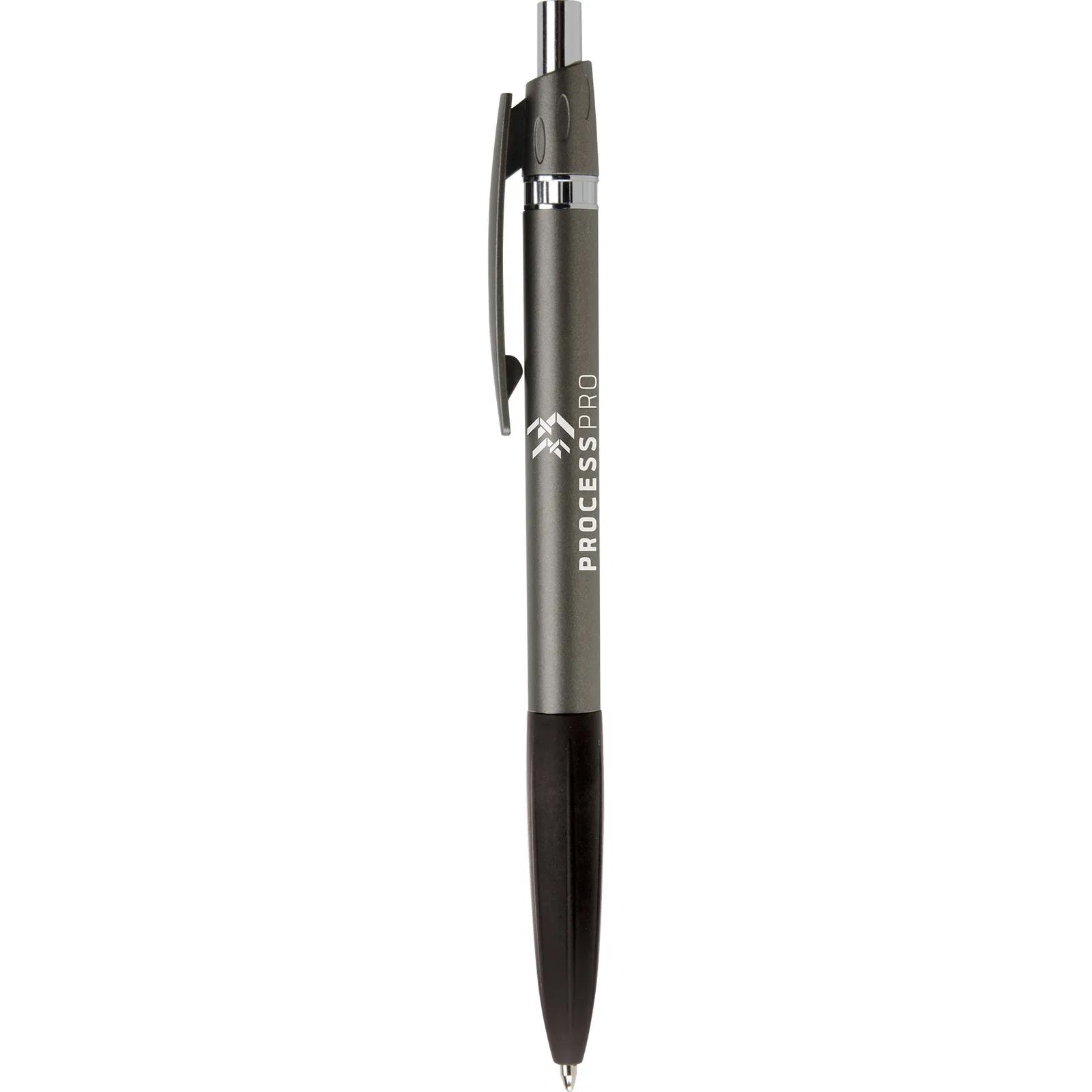 Pen with Ridged Rubber Grip - Metallic Jewel Finish - product view 3