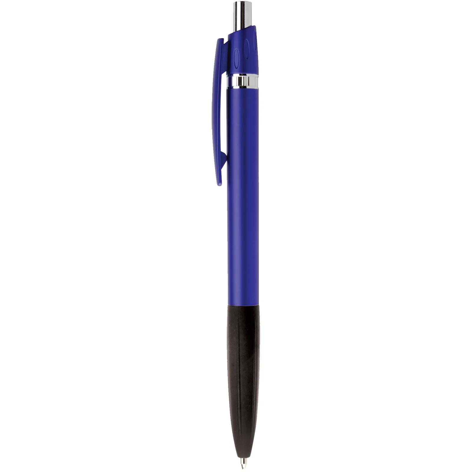Pen with Ridged Rubber Grip - Metallic Jewel Finish - blank view 5