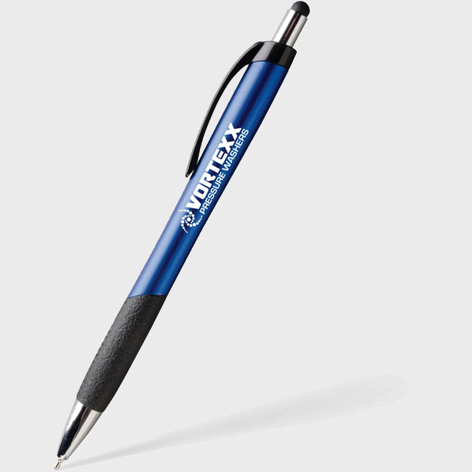 Stylus Pen with Leather-Look Grip - Metallic Finish - product view 3