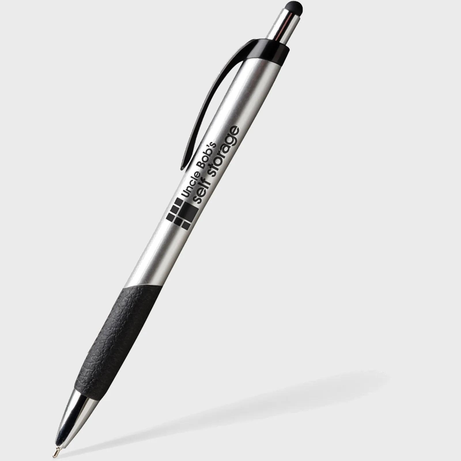 Stylus Pen with Leather-Look Grip - Metallic Finish - product view 5
