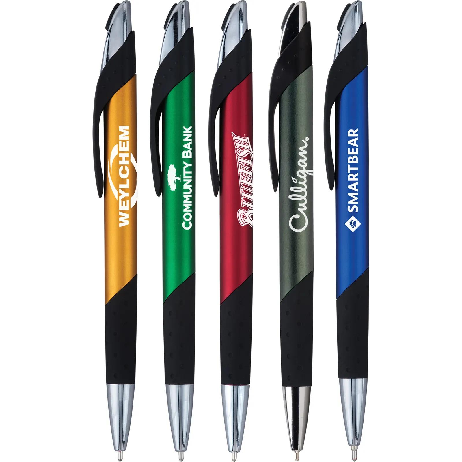 Hybrid Ink Pen with Dimpled Grip and Chrome - 6 in