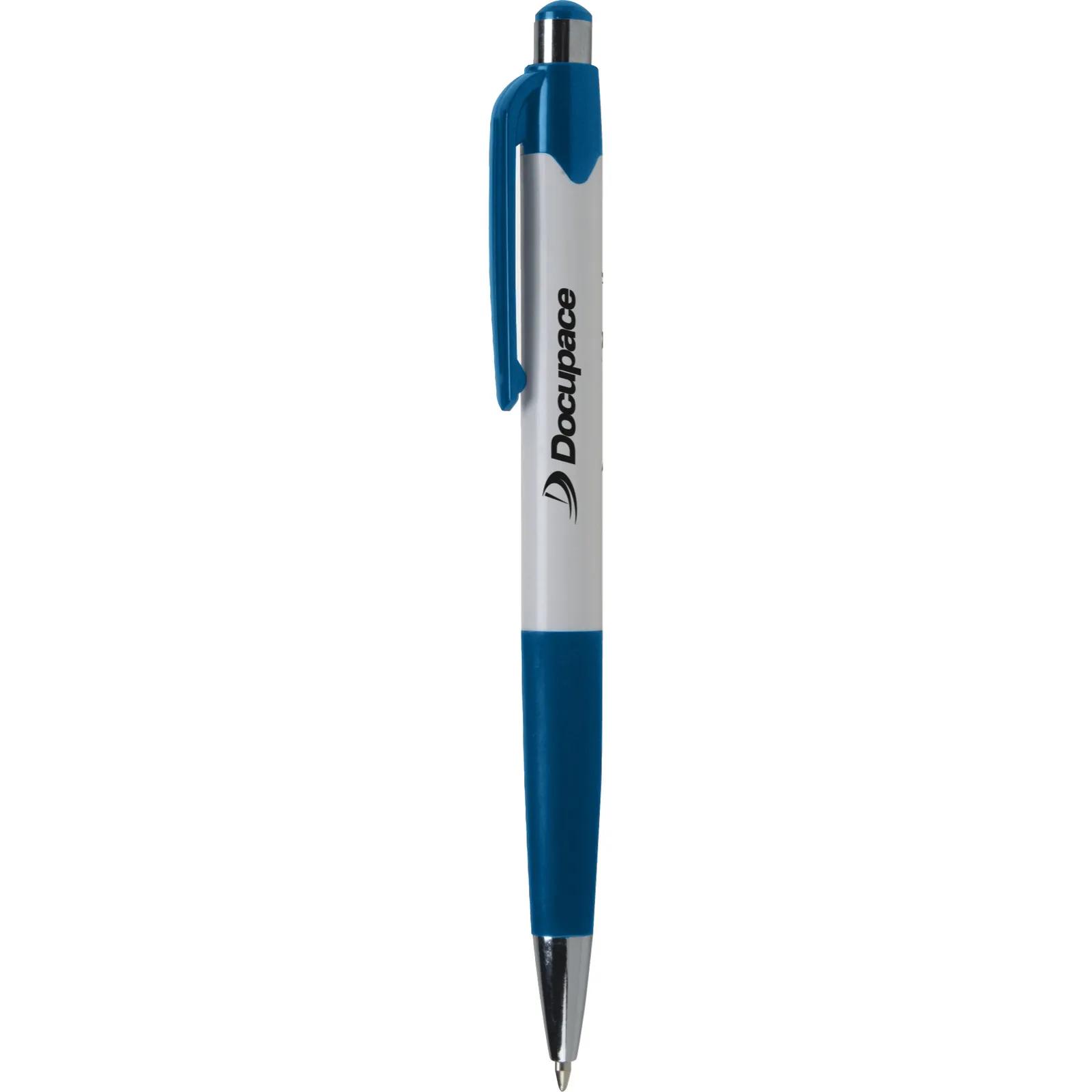 Ballpoint Pen with White Barrel and Colored Trim - product view 5