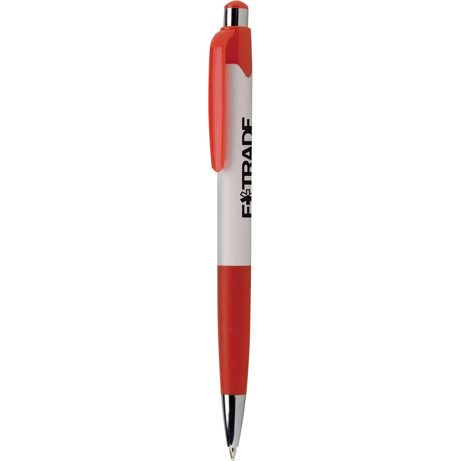 Ballpoint Pen with White Barrel and Colored Trim - product view 8