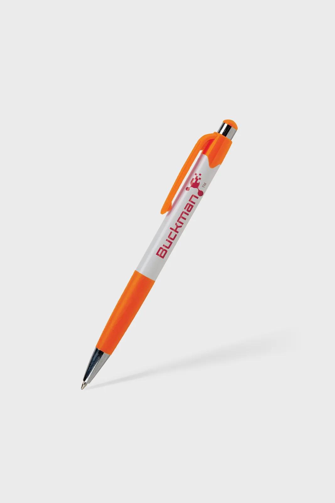 Ballpoint Pen with White Barrel and Colored Trim - product view 9
