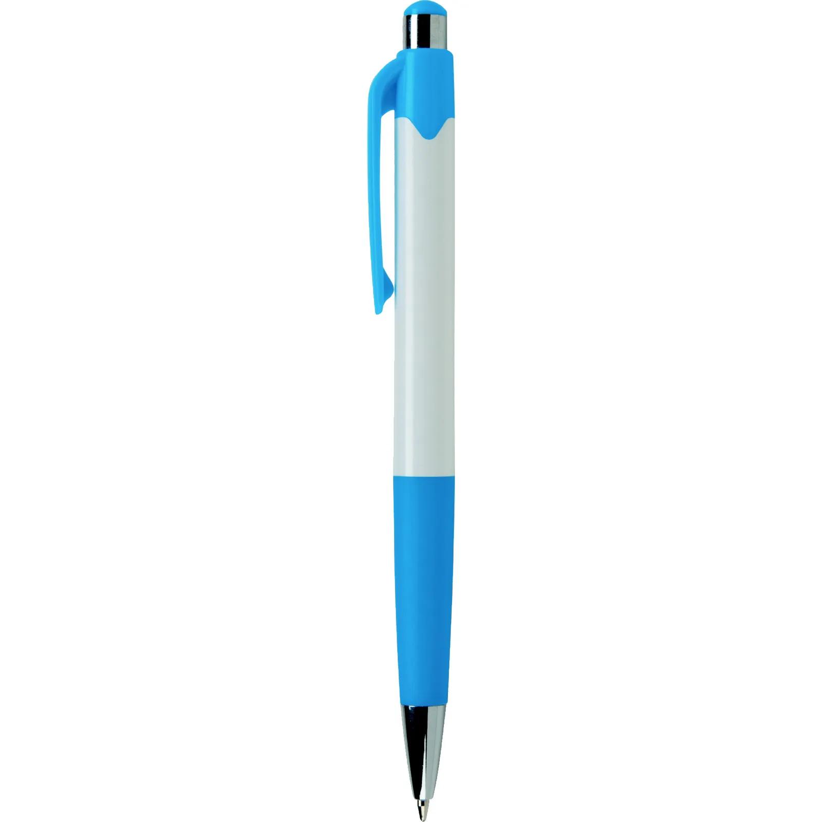 Ballpoint Pen with White Barrel and Colored Trim - blank view 10