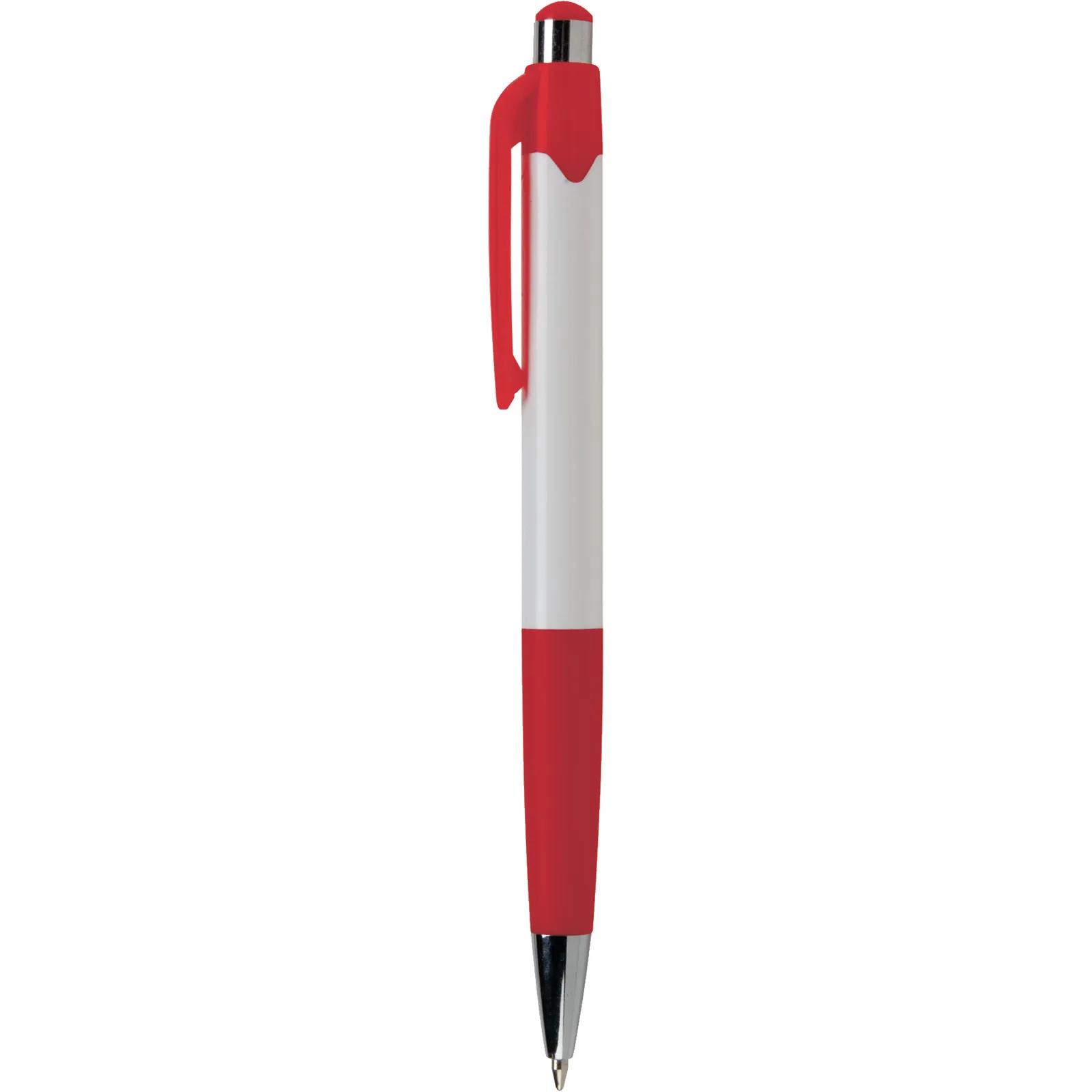 Ballpoint Pen with White Barrel and Colored Trim - blank view 11