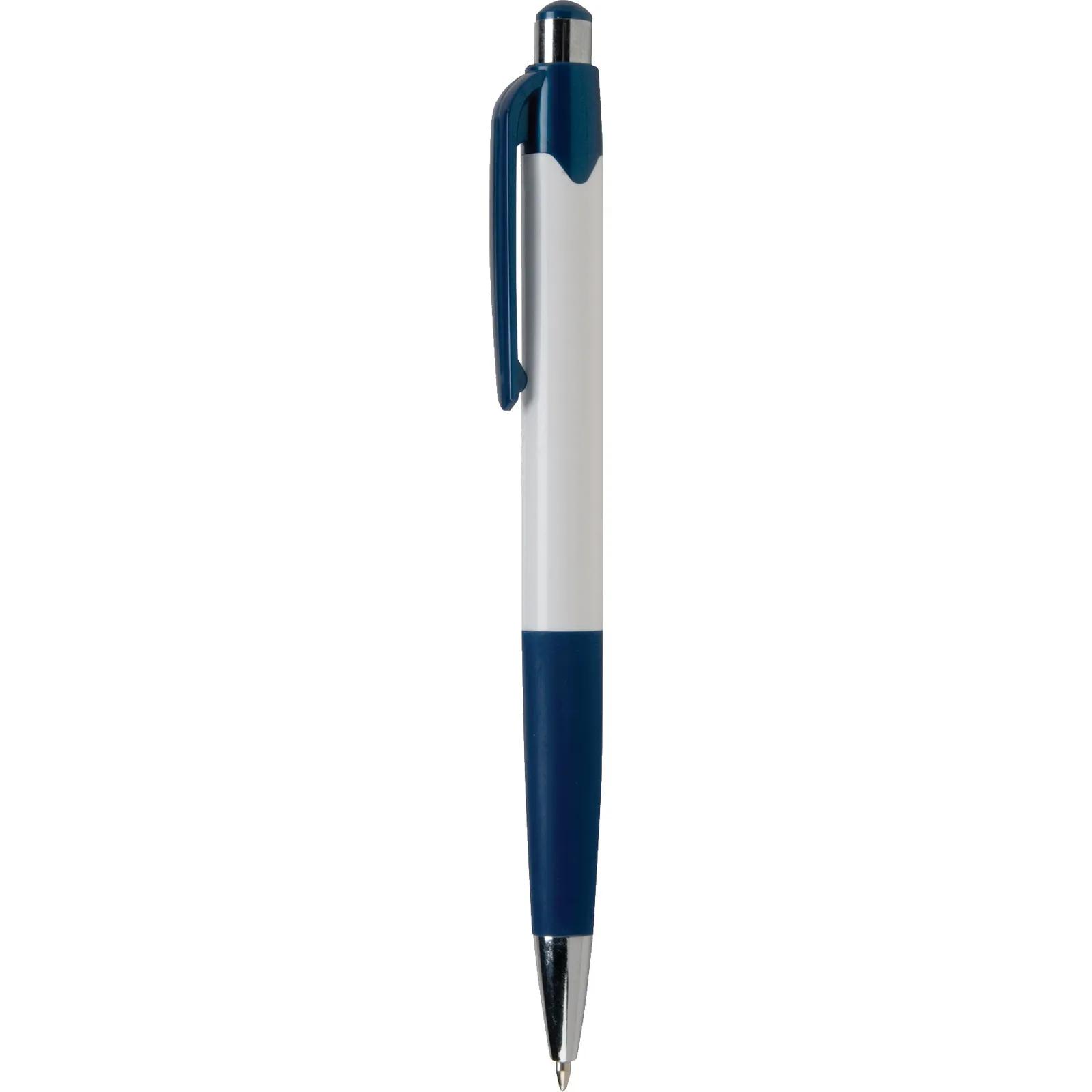 Ballpoint Pen with White Barrel and Colored Trim - blank view 12