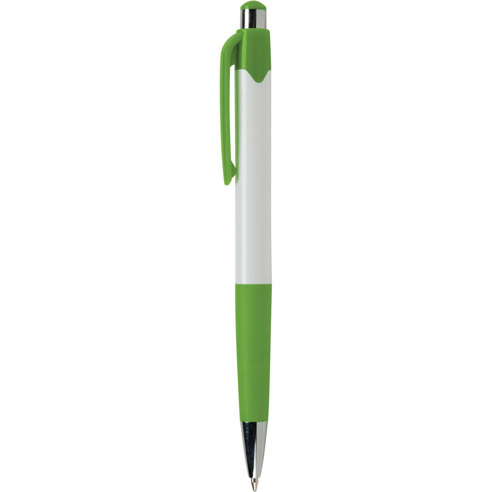 Ballpoint Pen with White Barrel and Colored Trim - blank view 13