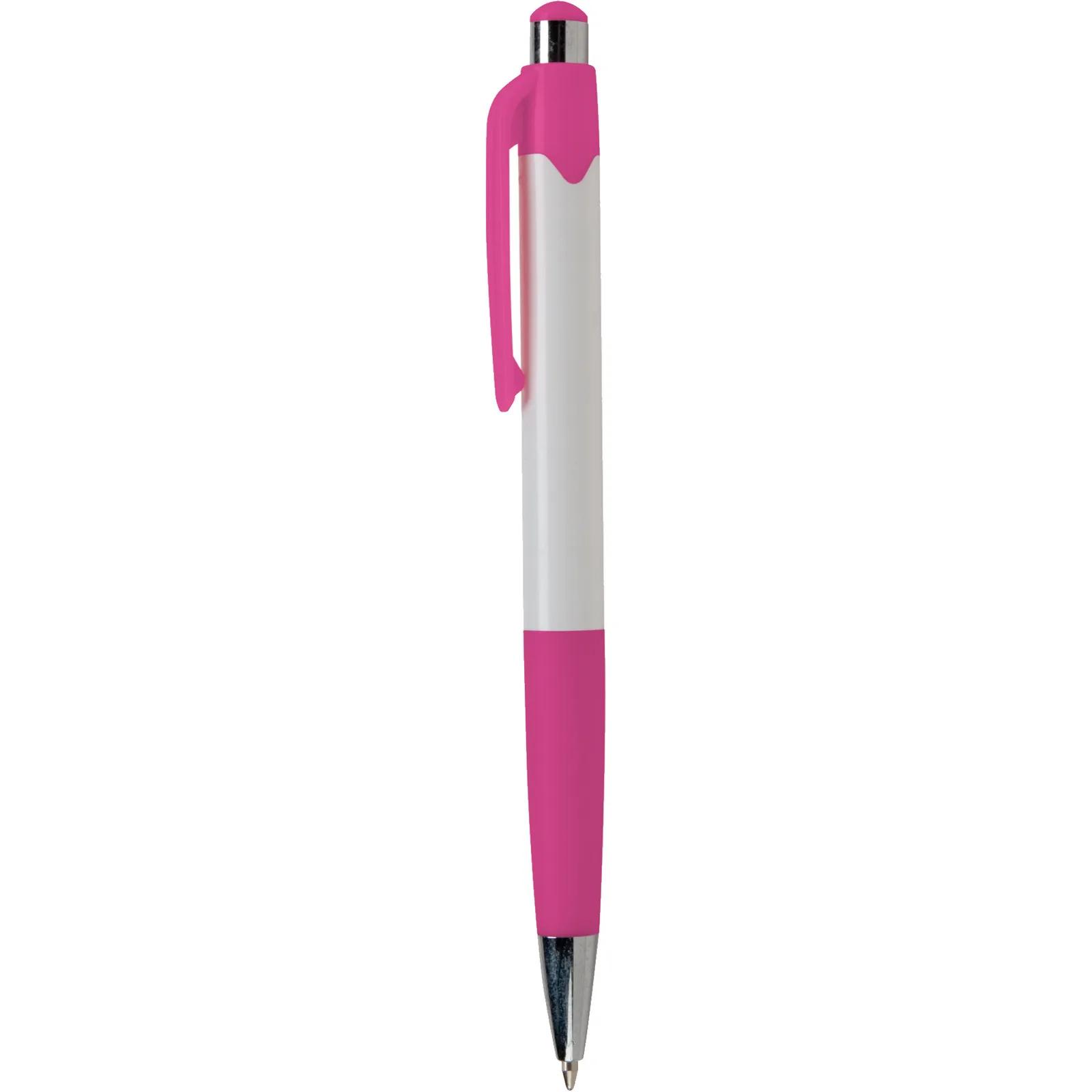 Ballpoint Pen with White Barrel and Colored Trim - blank view 15