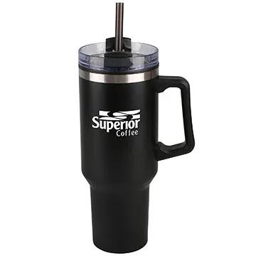 Stainless Steel Tumbler with Straw and Slide Lid - 40 oz
