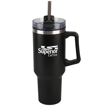 Stainless Steel Tumbler with Straw and Slide Lid - 40 oz - product view 2