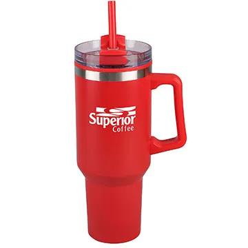 Stainless Steel Tumbler with Straw and Slide Lid - 40 oz - product view 7