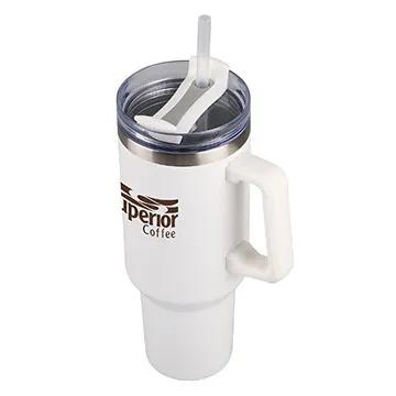 Stainless Steel Tumbler with Straw and Slide Lid - 40 oz - product view 12