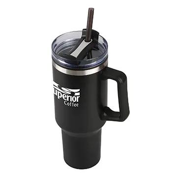 Stainless Steel Tumbler with Straw and Slide Lid - 40 oz - product view 16