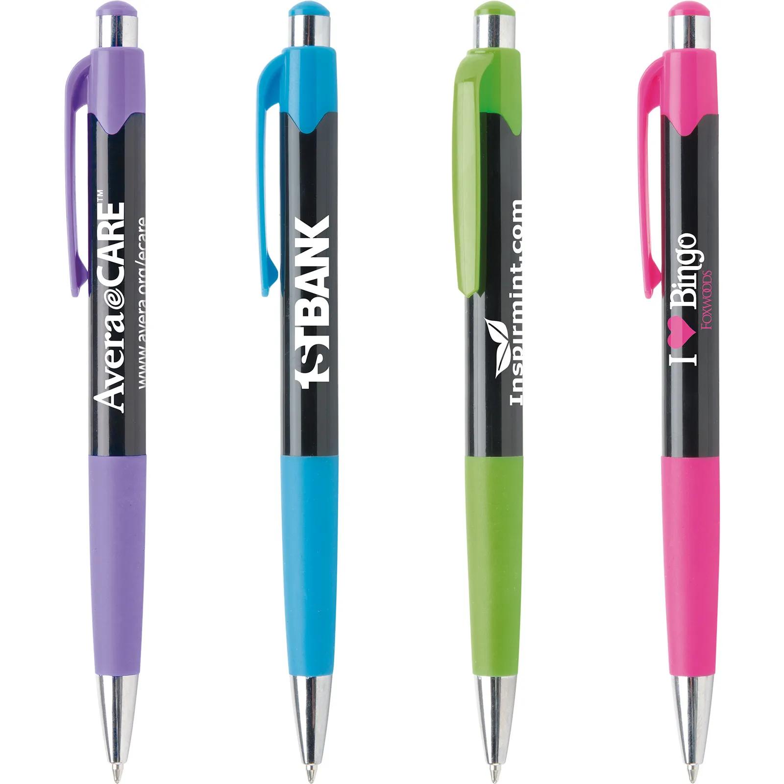 Ballpoint Pen with Black Barrel and Neon Trim