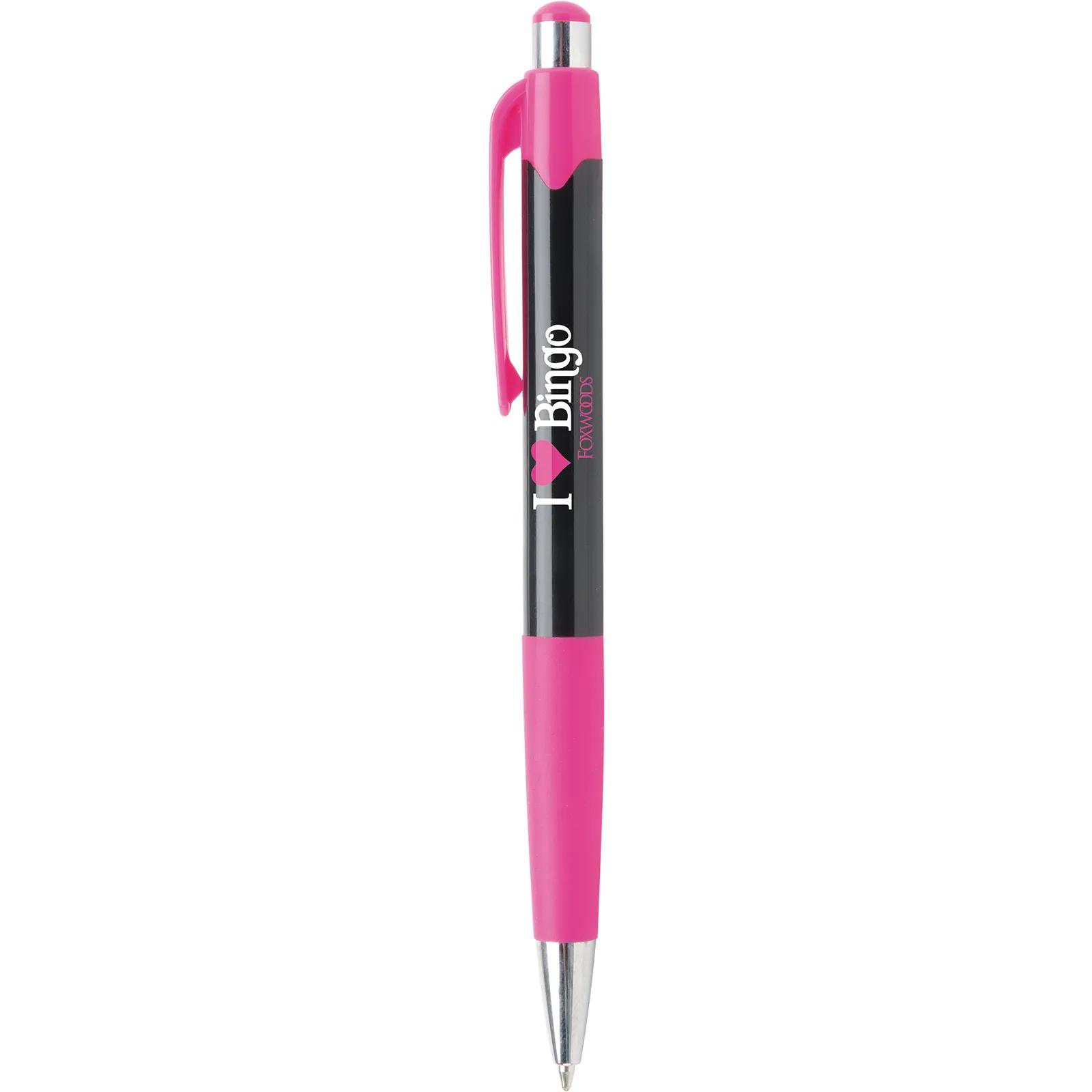 Ballpoint Pen with Black Barrel and Neon Trim - product view 3