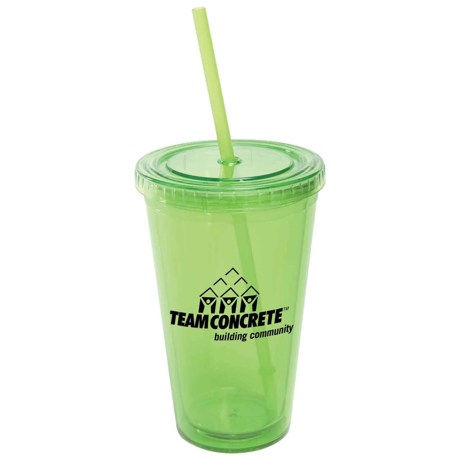 Cup Double Wall Acrylic Twist Lid Straw - 16 oz
