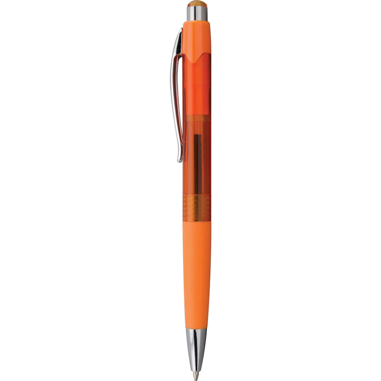 Pen Translucent Barrel Metal Clip Rubber Grip - blank view 12