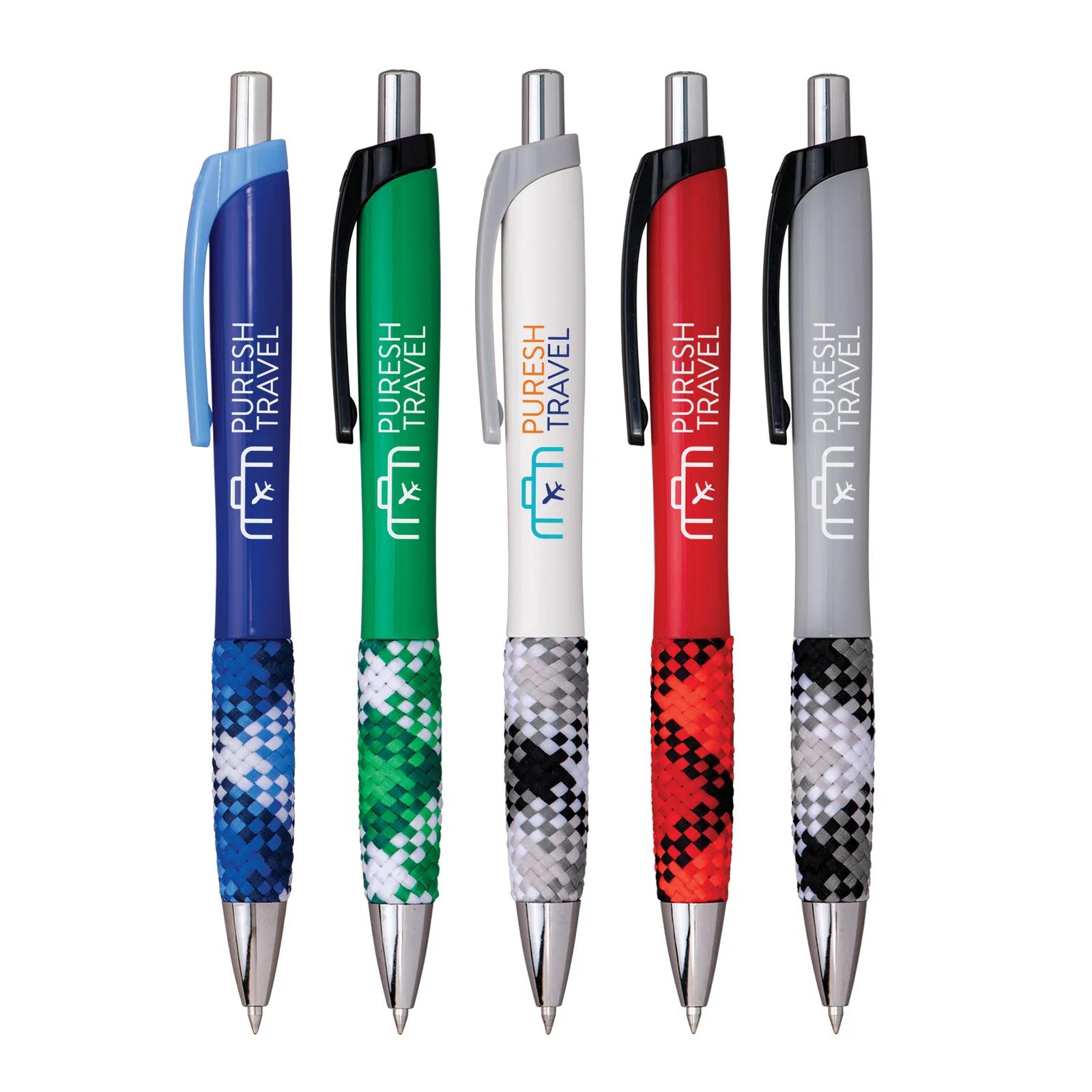 Pen Plaid Fabric Grip Ergonomic Gel Ink