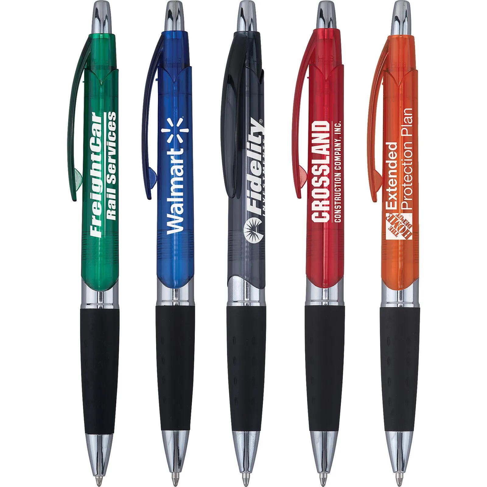 Pen Jumbo Barrel Translucent Chrome Band Grip