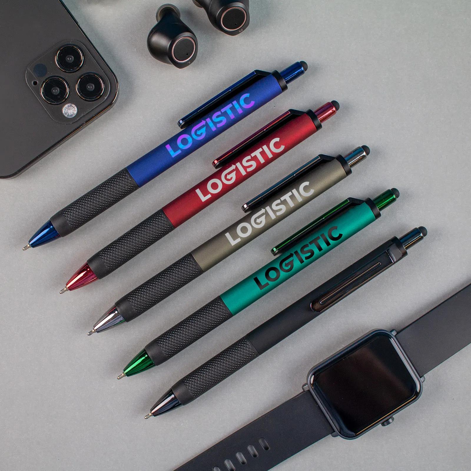 Stylus Pen Jewel Tone Barrel Metallic Trim Gel - 5.7 in