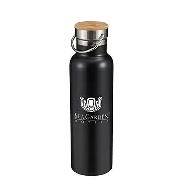 Insulated Water Bottle with Bamboo Cap - 21 oz - product view 5