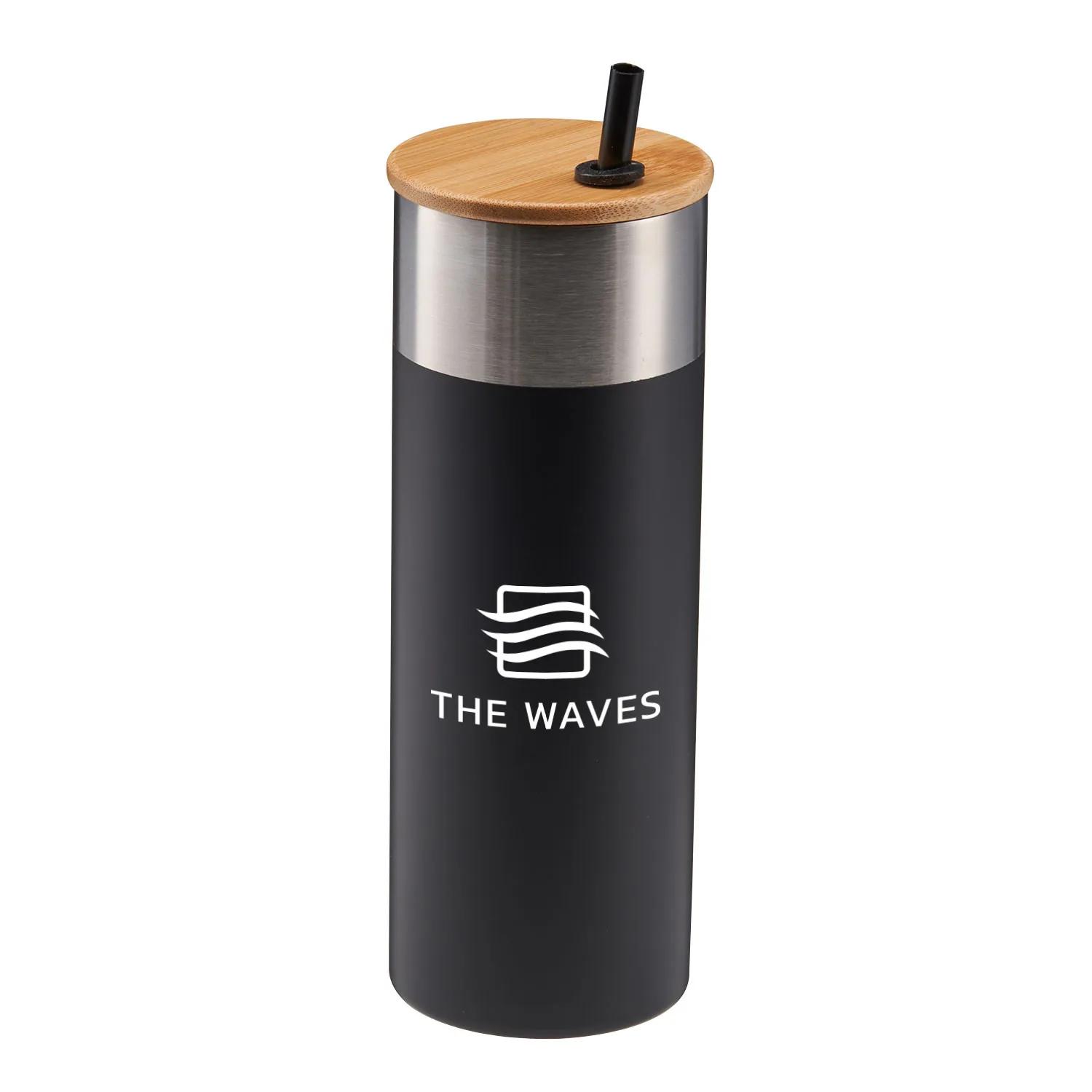 Insulated Tumbler with Bamboo Lid and Straw - 20 oz