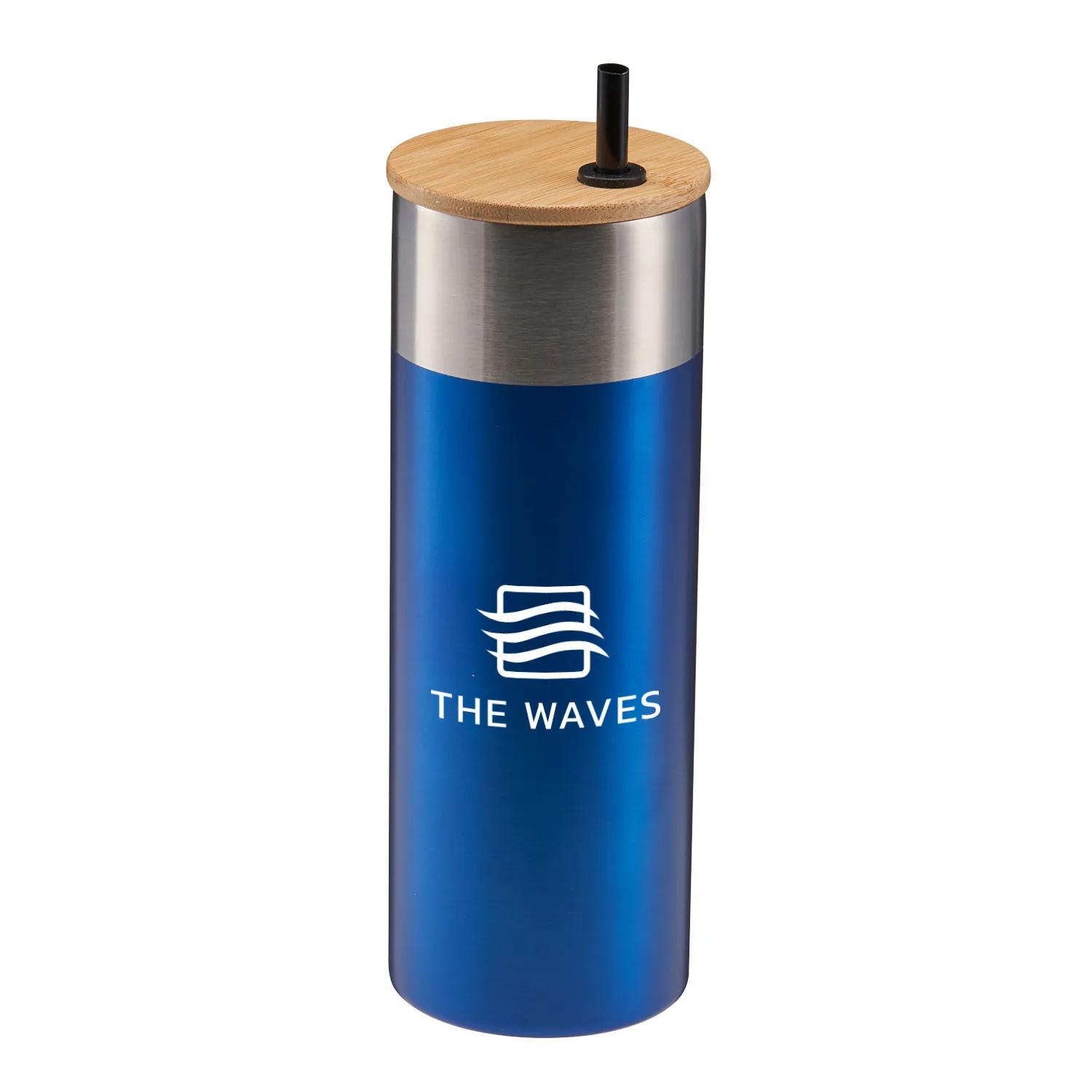 Insulated Tumbler with Bamboo Lid and Straw - 20 oz - product view 3