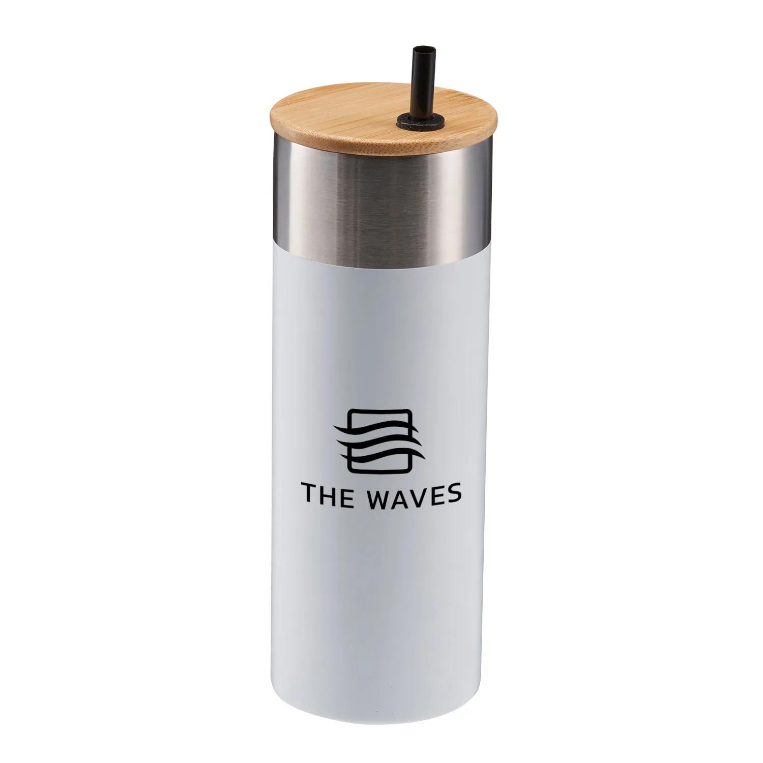 Insulated Tumbler with Bamboo Lid and Straw - 20 oz - product view 5