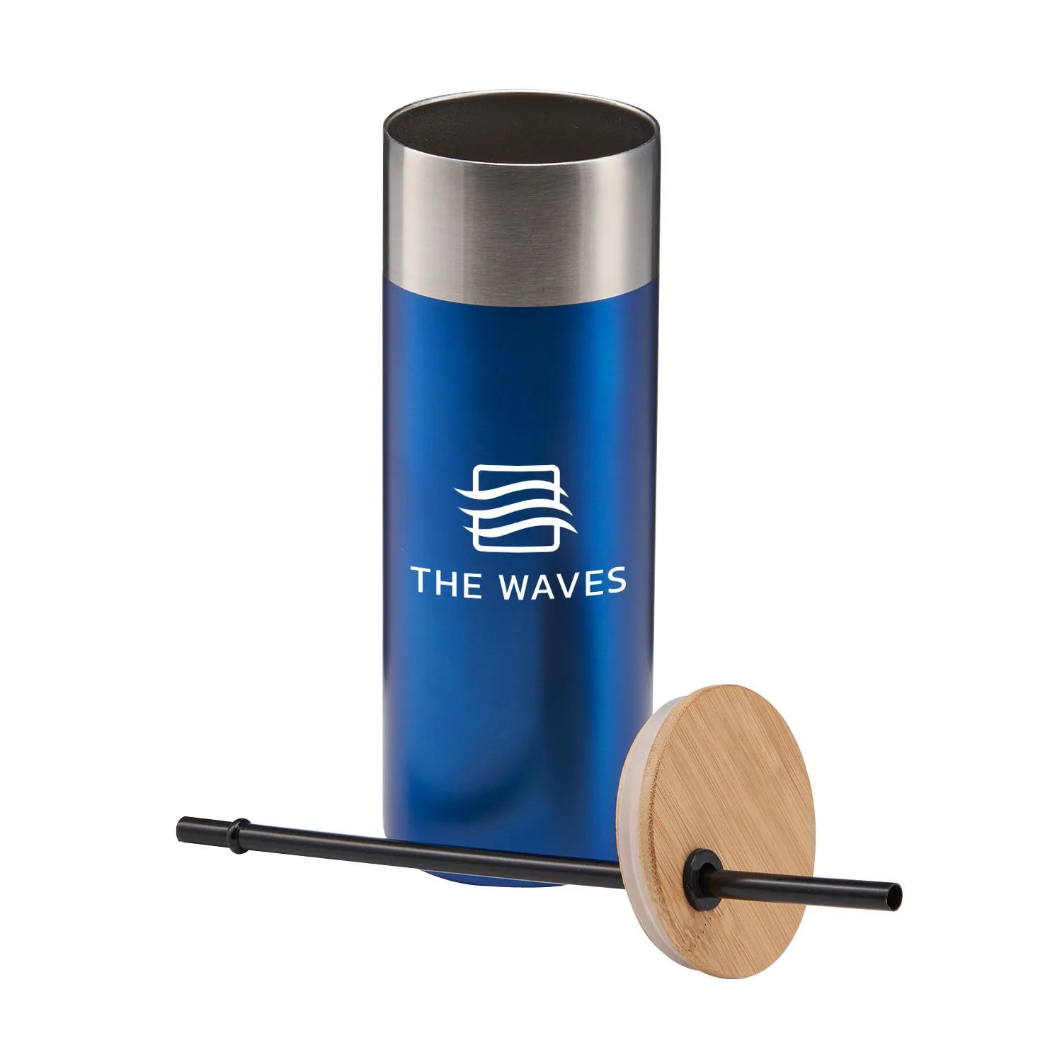 Insulated Tumbler with Bamboo Lid and Straw - 20 oz - product view 8