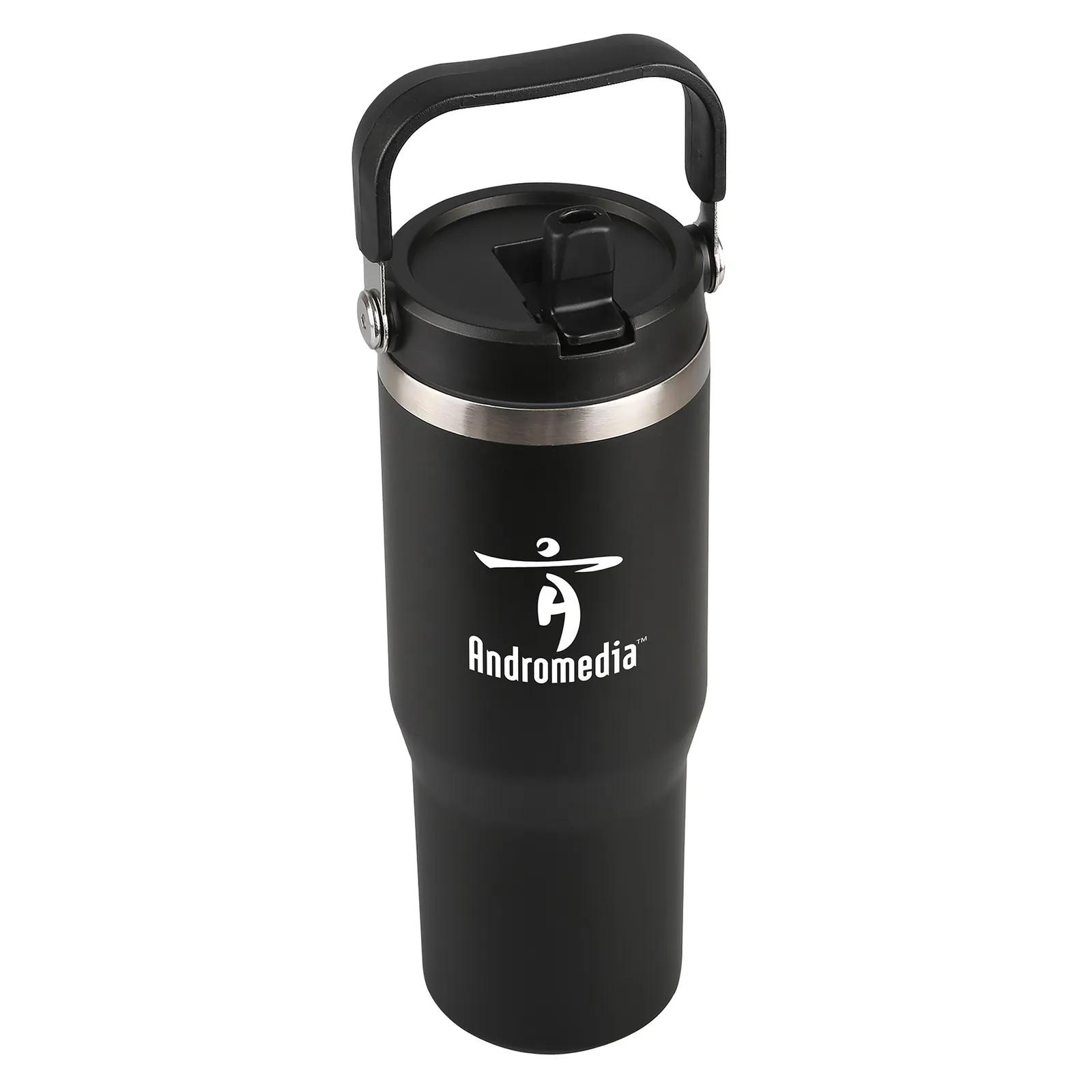 Insulated Tumbler with Flip-Up Straw - 30 oz - product view 2