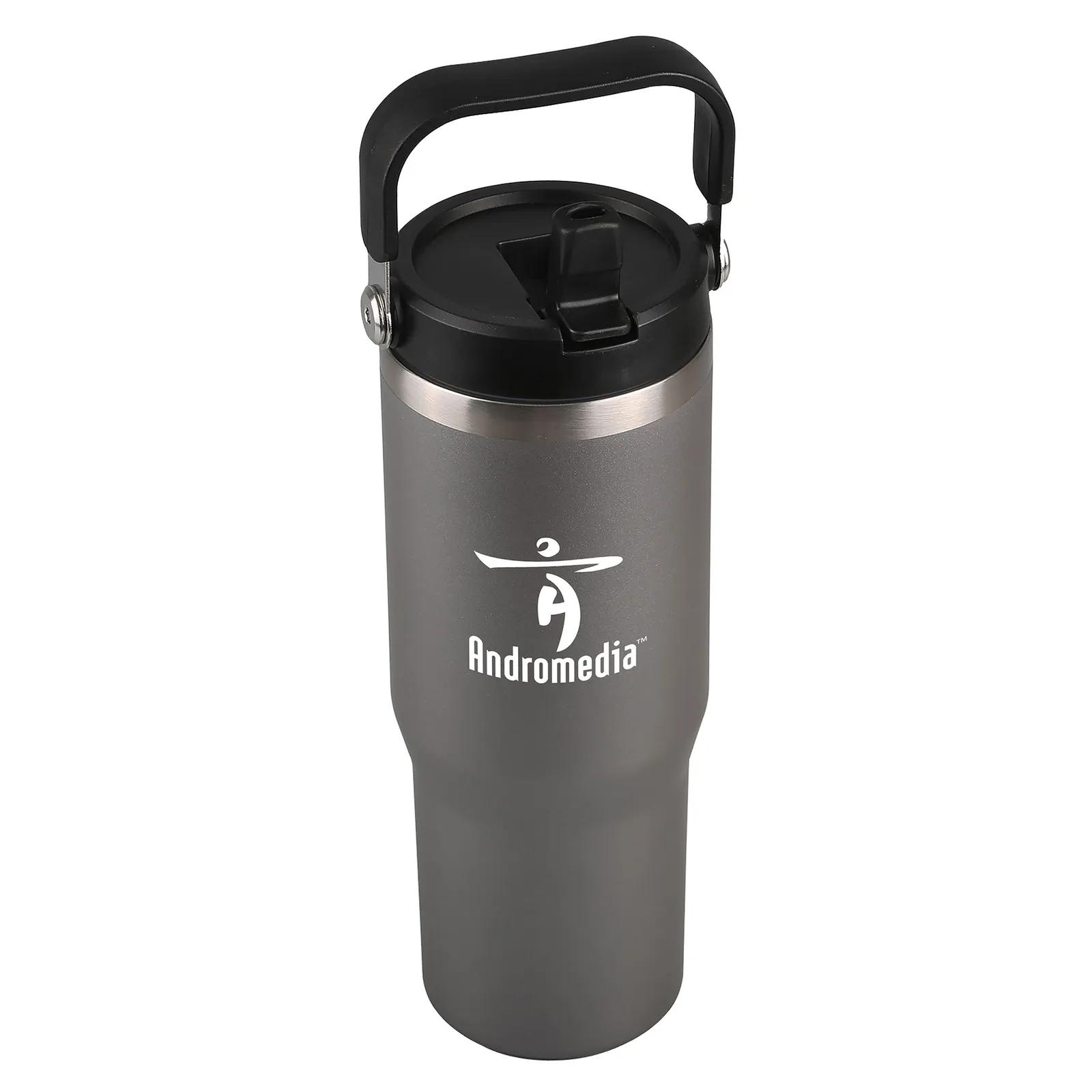 Insulated Tumbler with Flip-Up Straw - 30 oz - product view 4