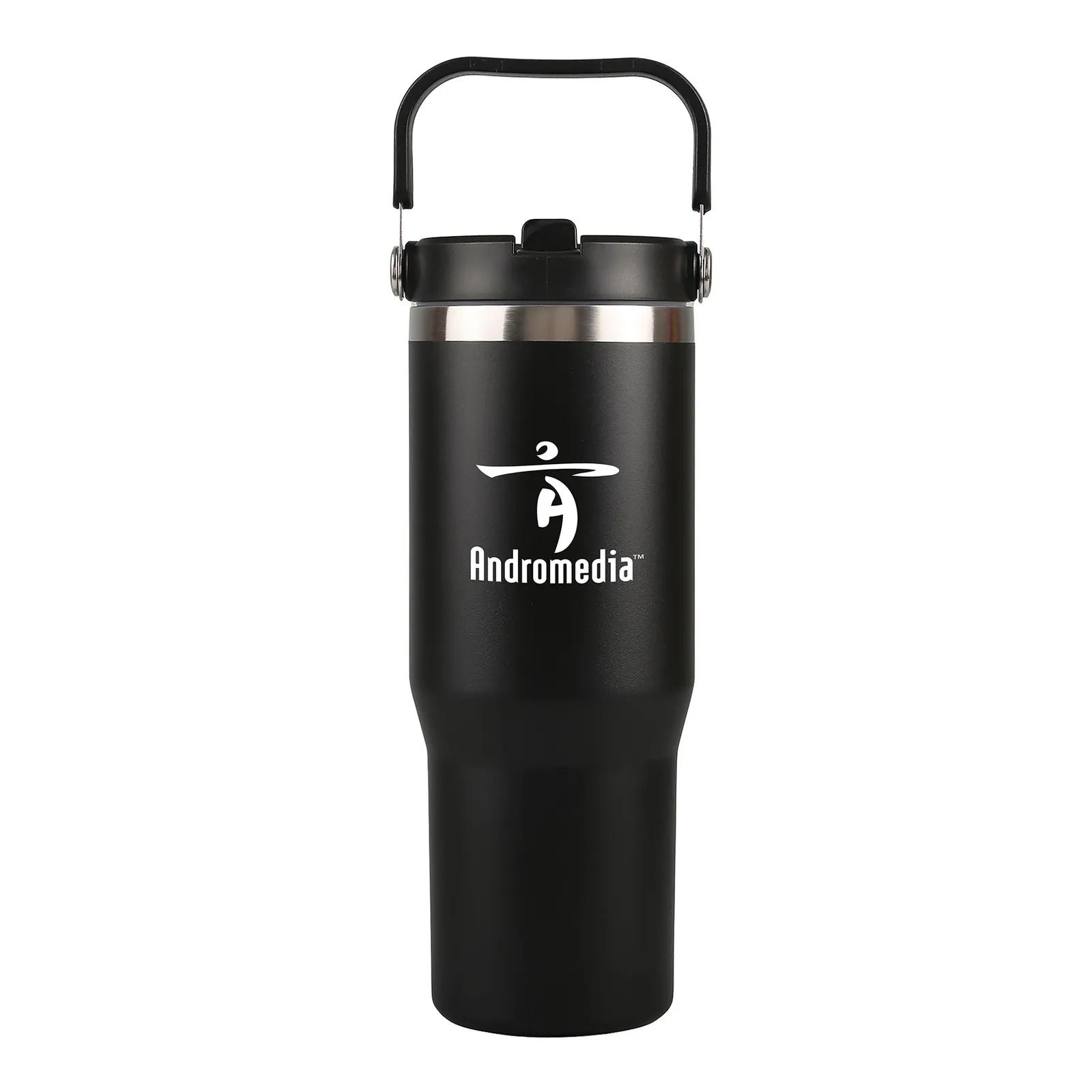 Insulated Tumbler with Flip-Up Straw - 30 oz - product view 9