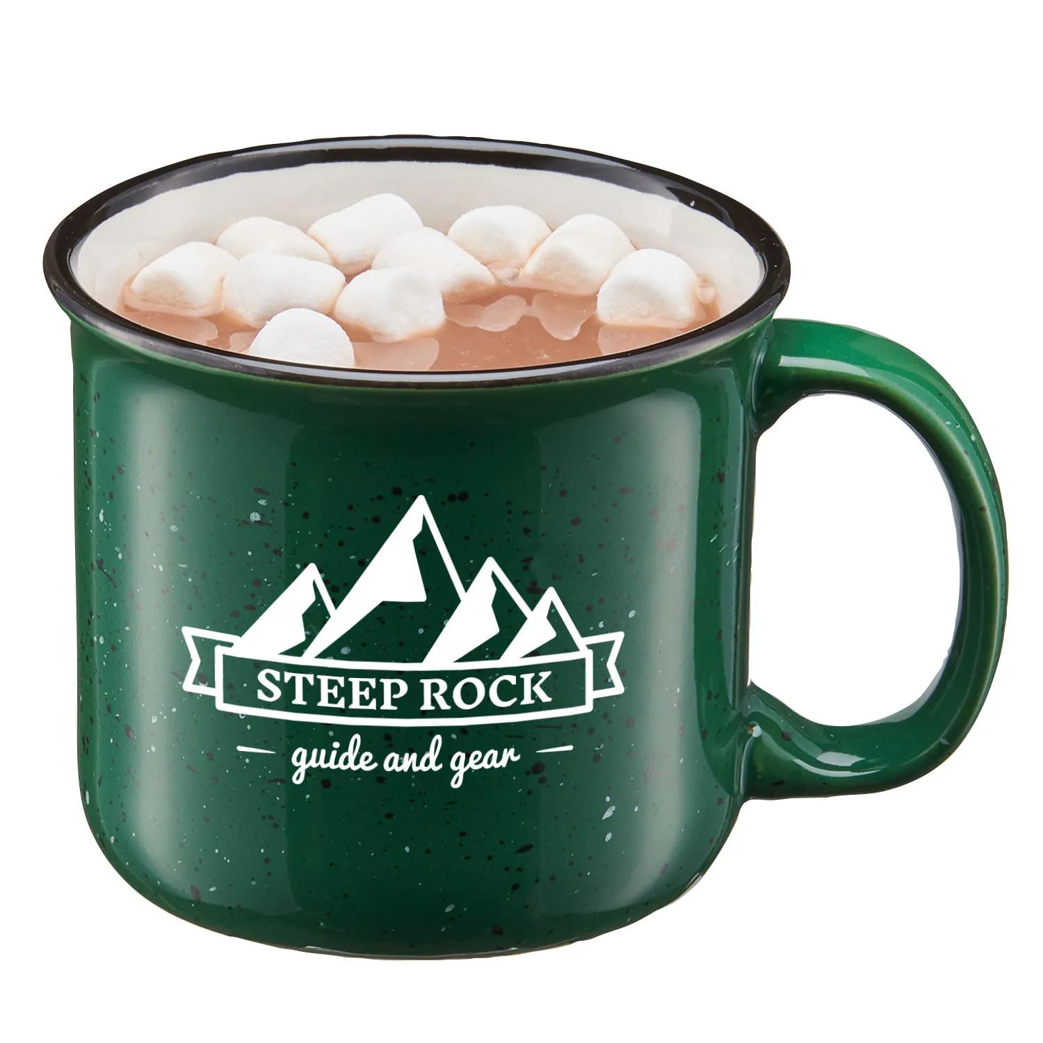 Ceramic Camping Mug Speckled Design Black Rim - 15 oz - product view 6