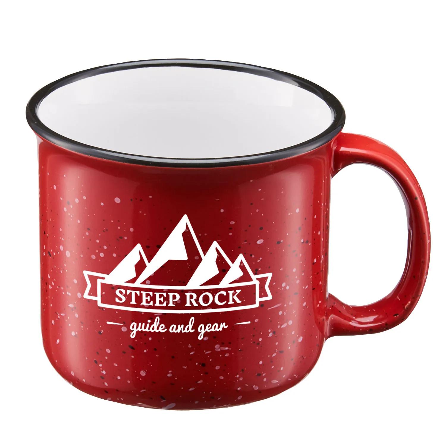 Ceramic Camping Mug Speckled Design Black Rim - 15 oz - product view 7