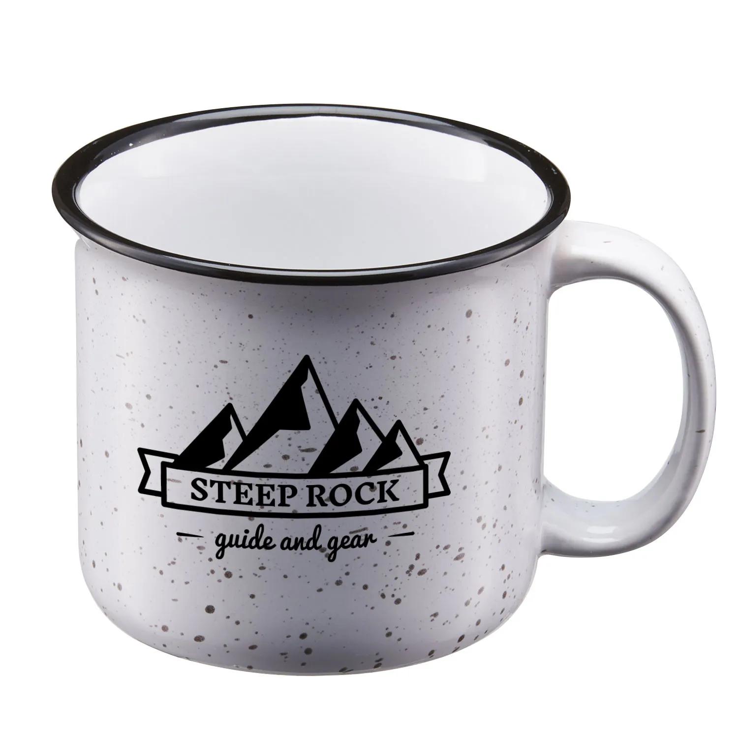 Ceramic Camping Mug Speckled Design Black Rim - 15 oz - product view 9