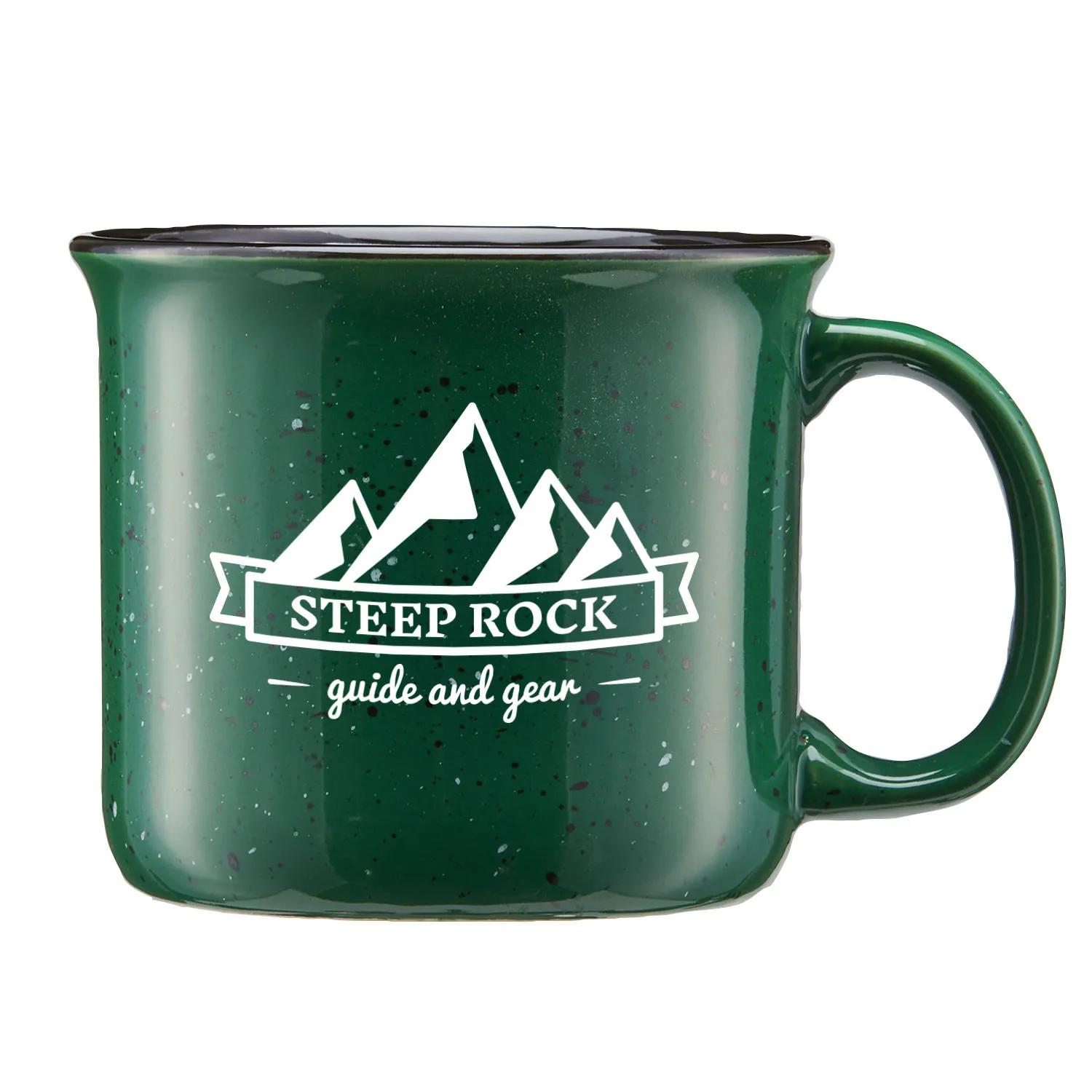 Ceramic Camping Mug Speckled Design Black Rim - 15 oz - product view 14