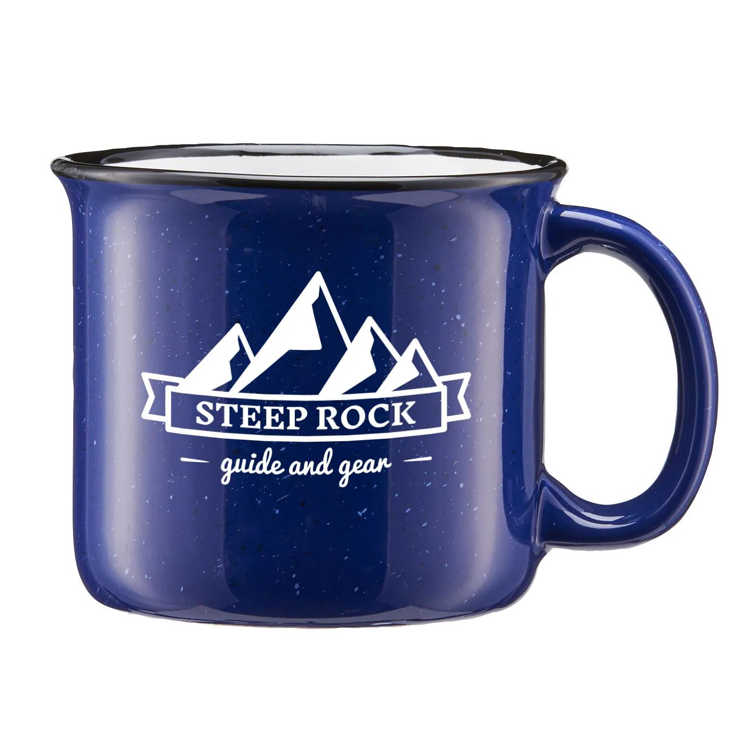 Ceramic Camping Mug Speckled Design Black Rim - 15 oz - product view 15