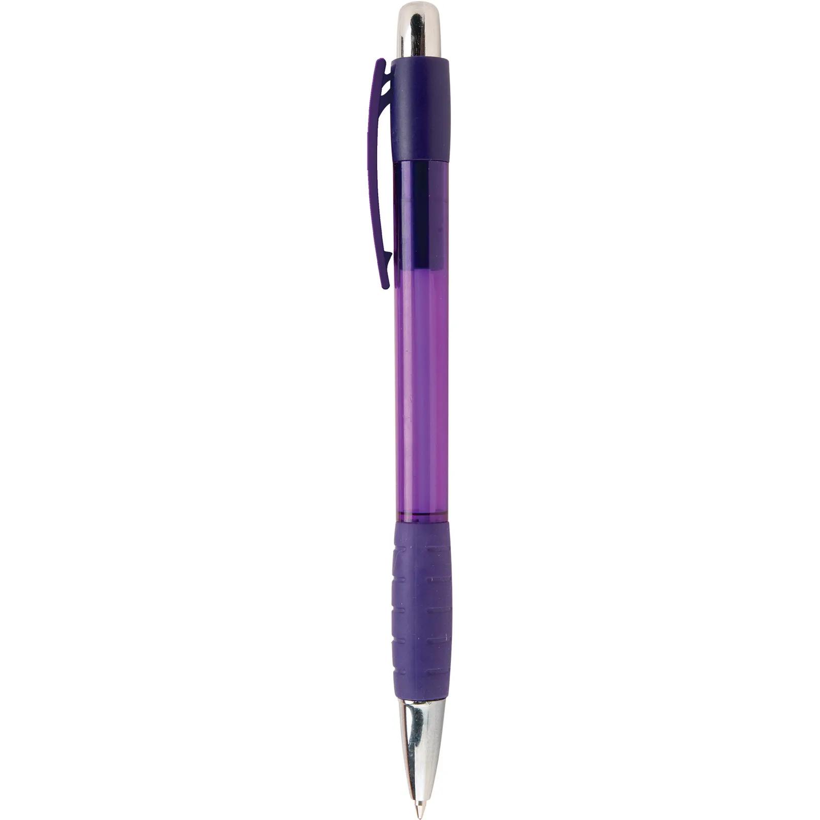 Pen Translucent Ribbed Grip Chrome Accents - blank view 9