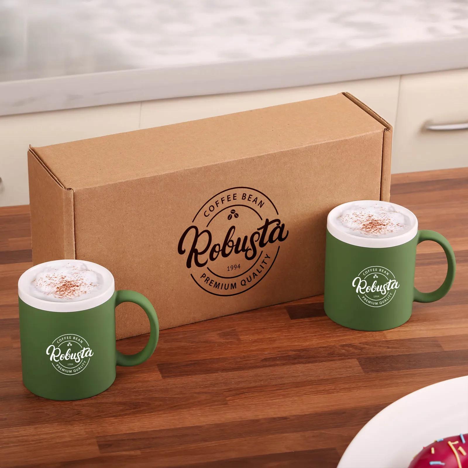 Ceramic Mugs Gift Set Velvet Touch Coating (2 Pack)