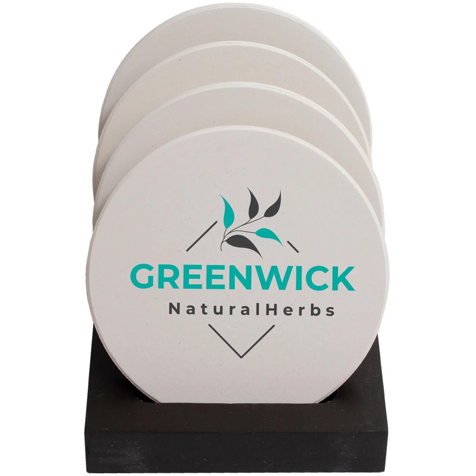 Coaster Set Ceramic Round Absorbent with Stand (4 Pack)