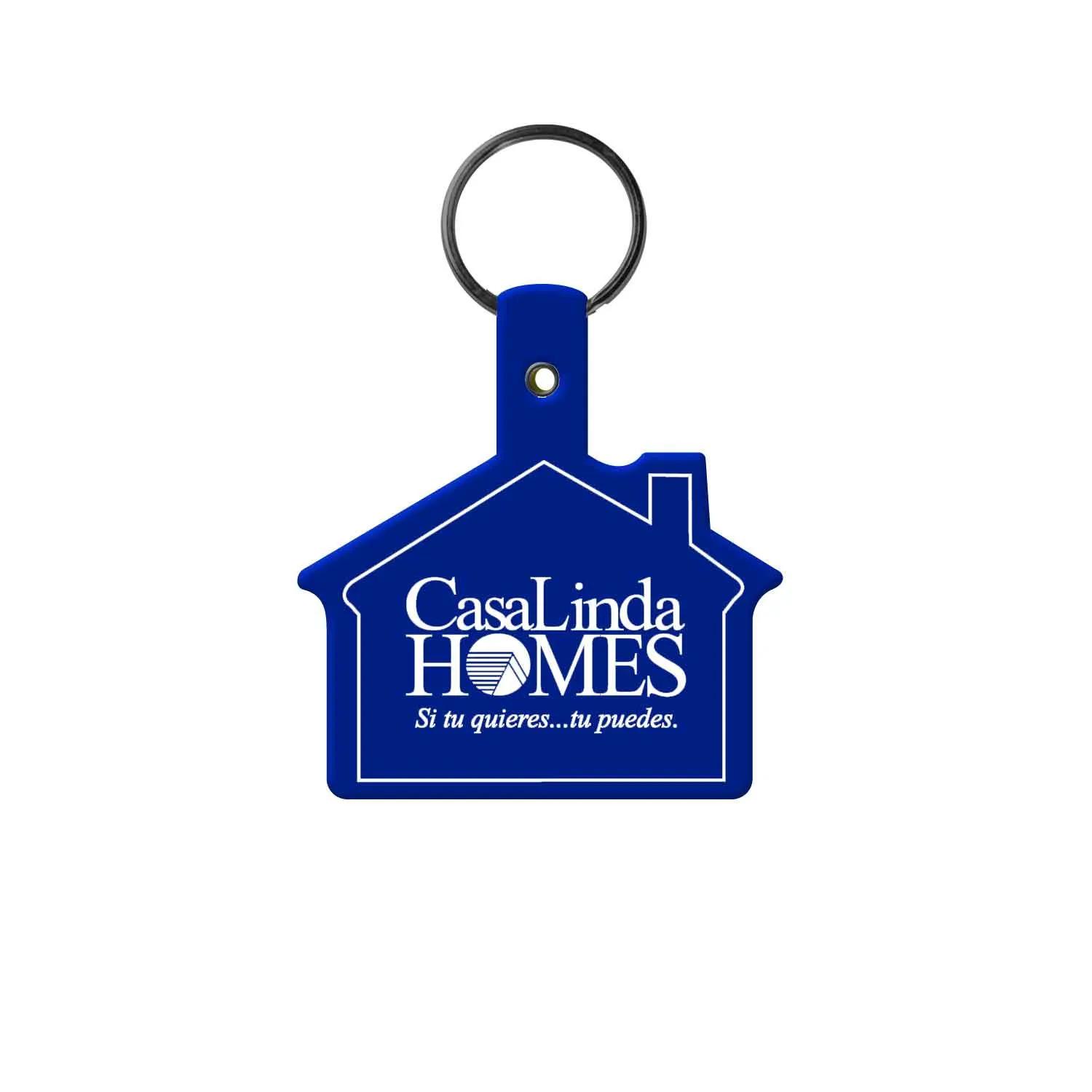 Custom Keychains House Shape Flexible PVC - 2 3/8 in - product view 2