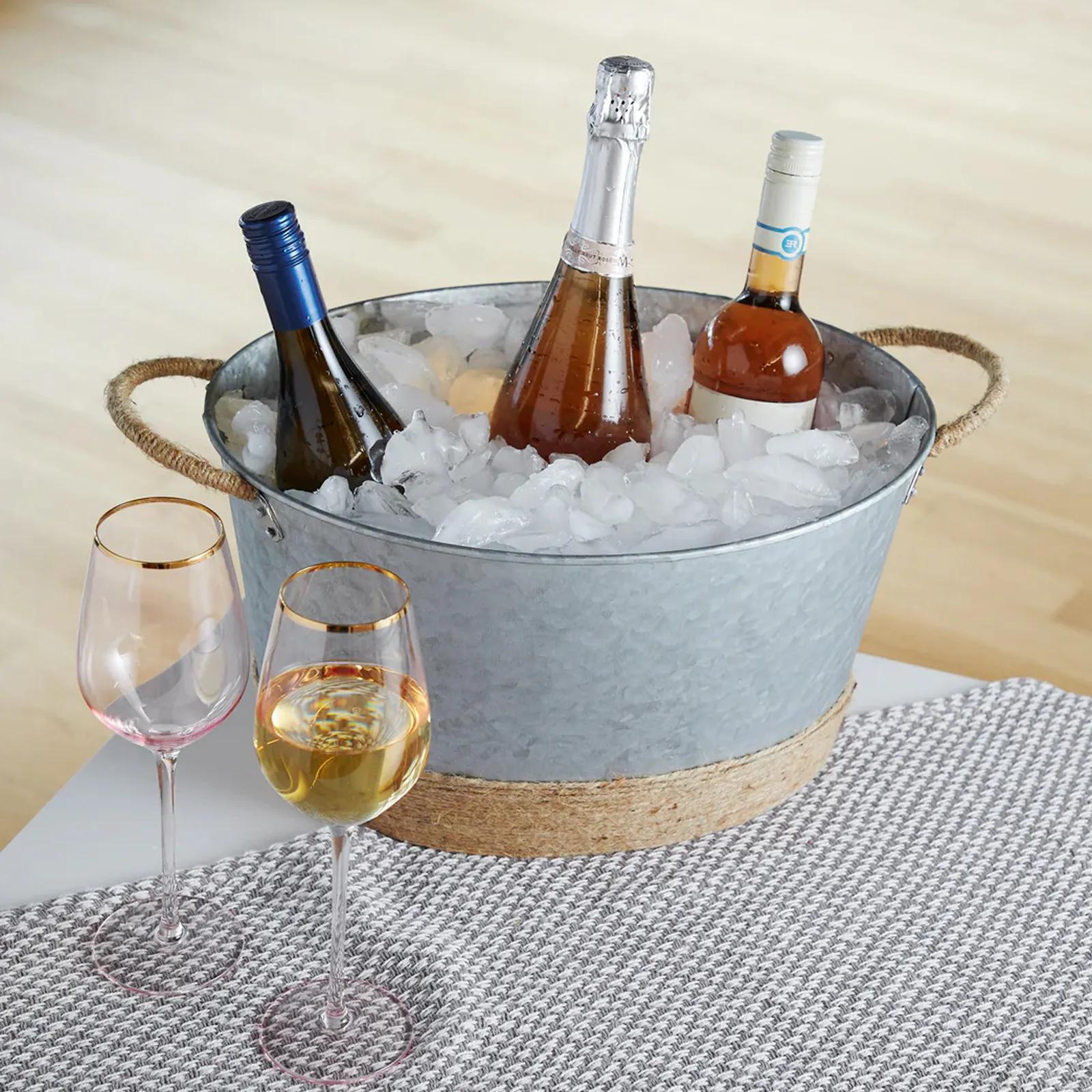 Galvanized Metal Tub with Jute Rope Handles - 4.5 Gallon - product view 2