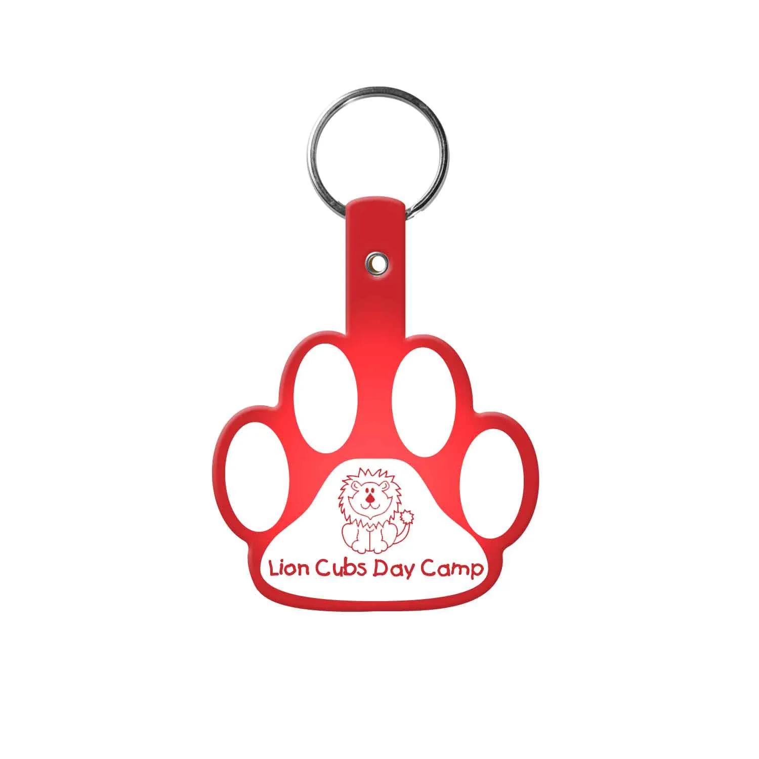 Custom Keychains Paw Print Flexible PVC - 2.6 x 1.9 in - product view 2