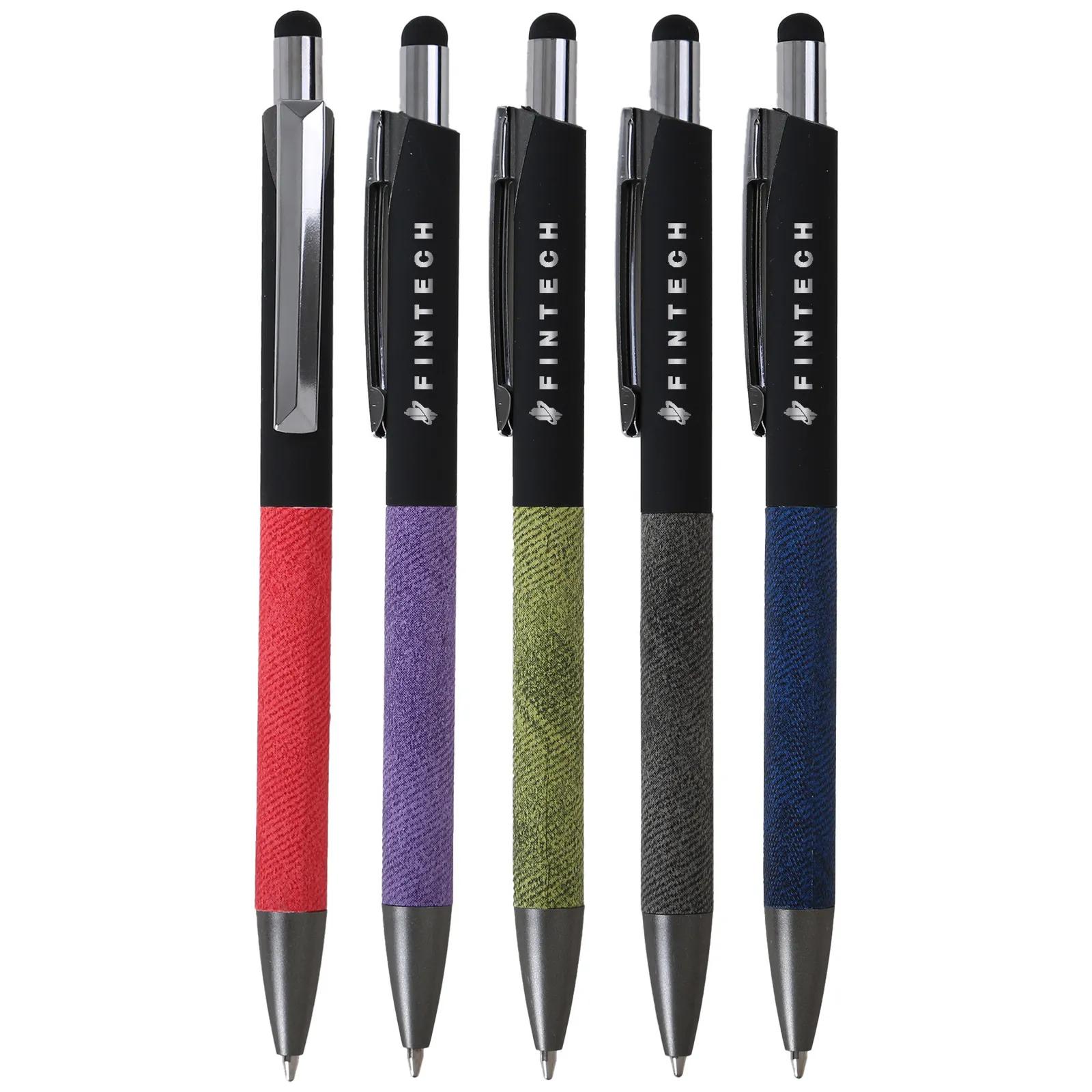 Stylus Pen Recycled Aluminum Denim Texture - 5.5 in - product view 2