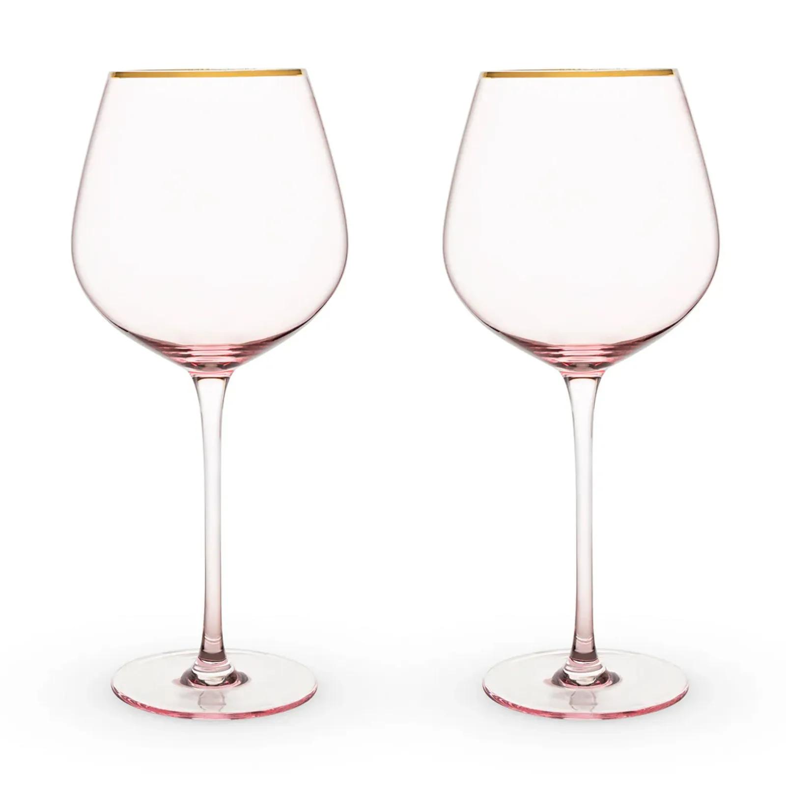 Twine Wine Glass Set Rose Crystal Gold Rim - 20 oz