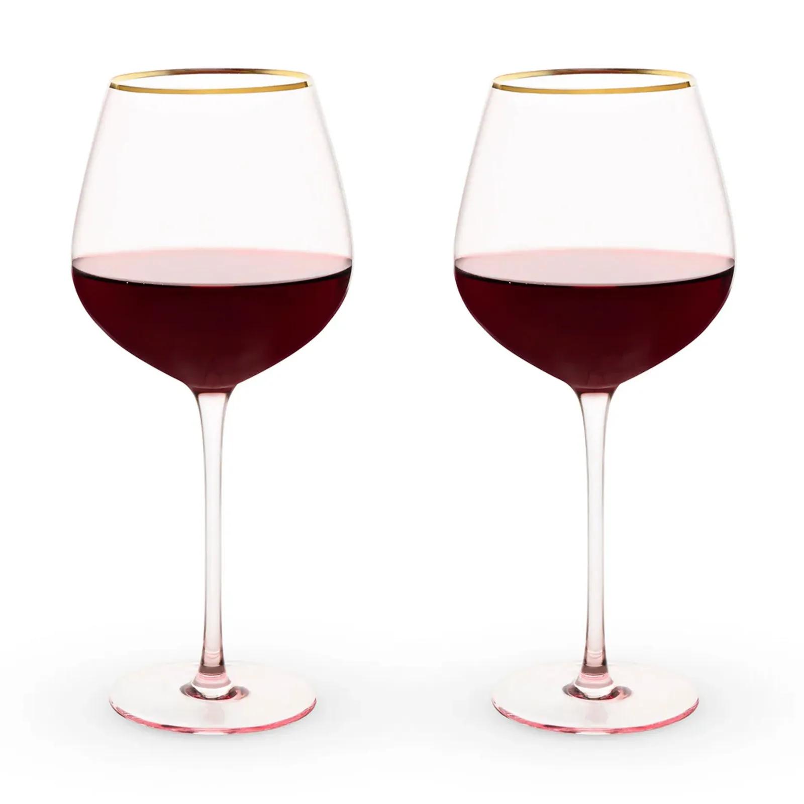 Twine Wine Glass Set Rose Crystal Gold Rim - 20 oz - product view 2