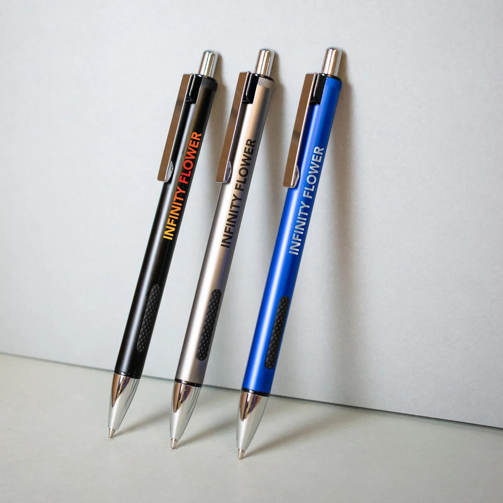 Metal Pen Executive Ridged Grip Matte Finish Silver Etch - product view 2