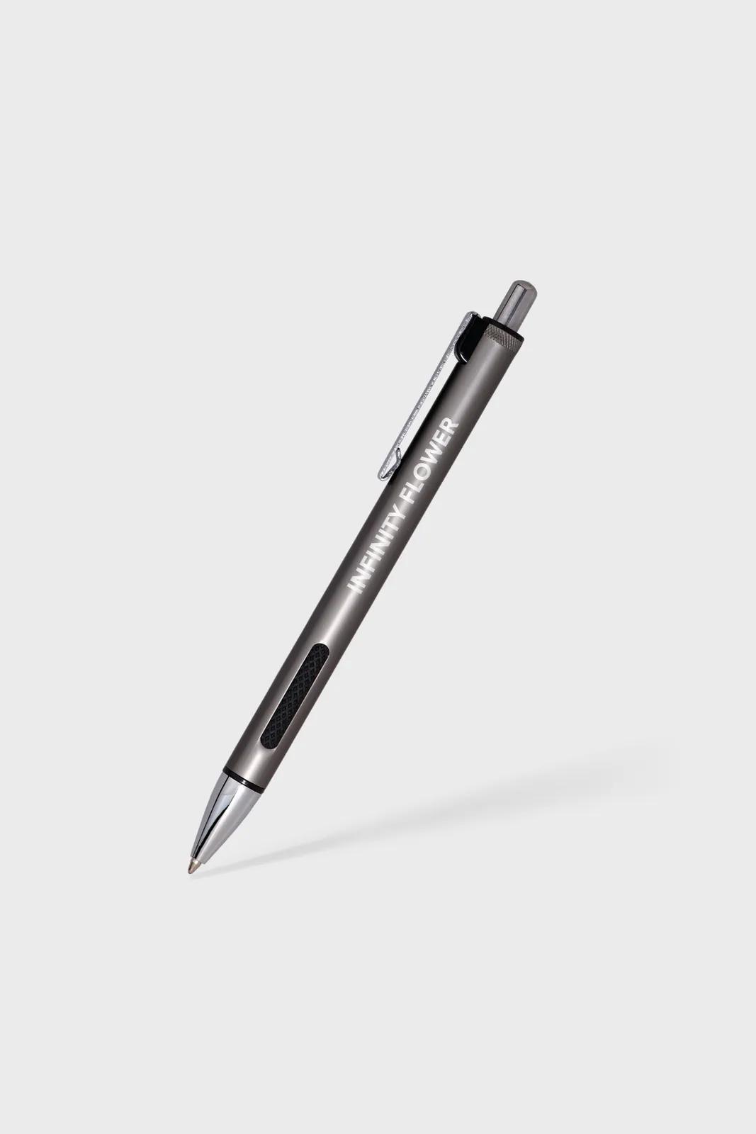 Metal Pen Executive Ridged Grip Matte Finish Silver Etch - product view 3