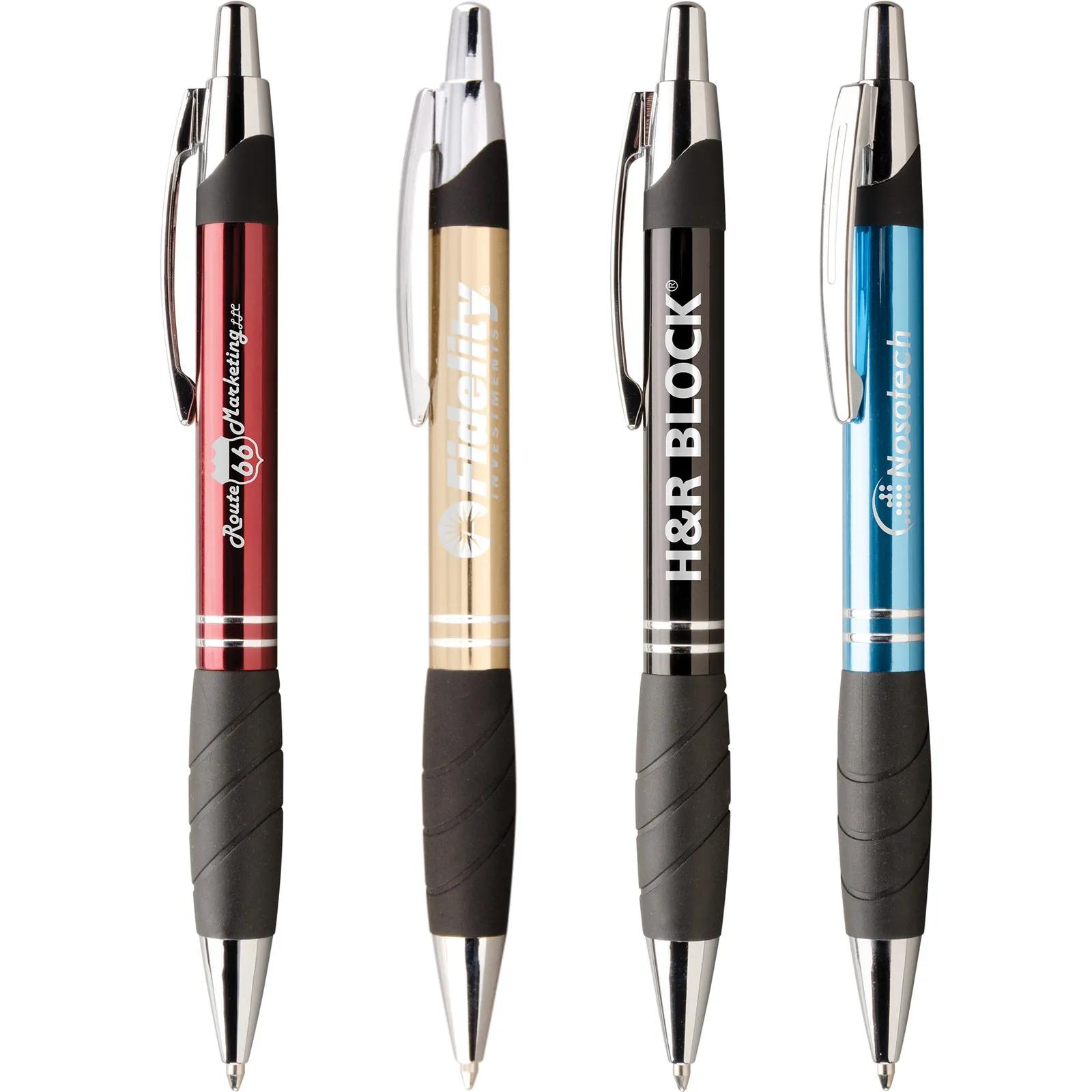 Metal Pen Etched Rubber Grip Jumbo Barrel Chrome Accents